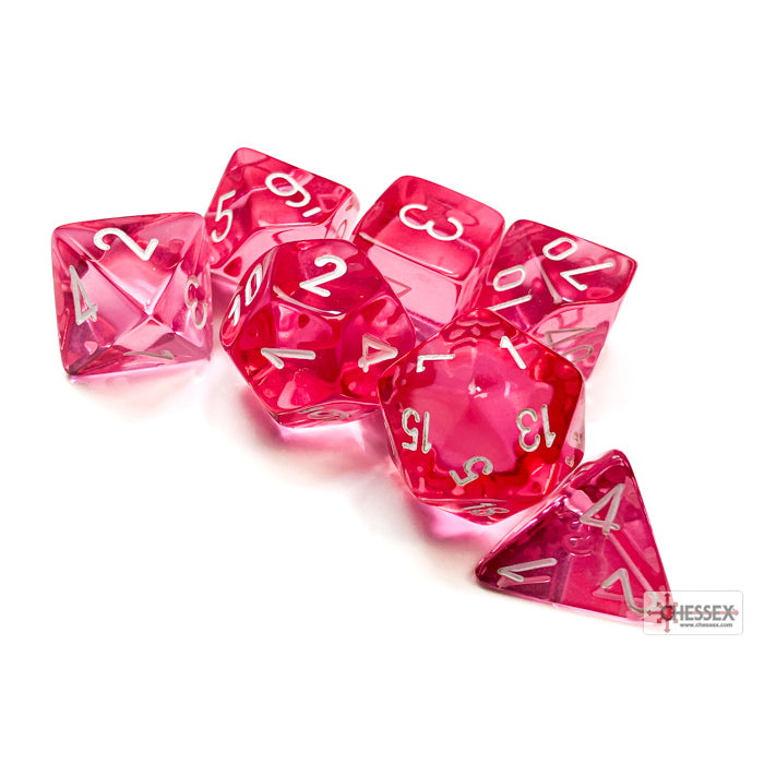 CHX 23084 Translucent Pink/white Polyhedral 7-Dice Set