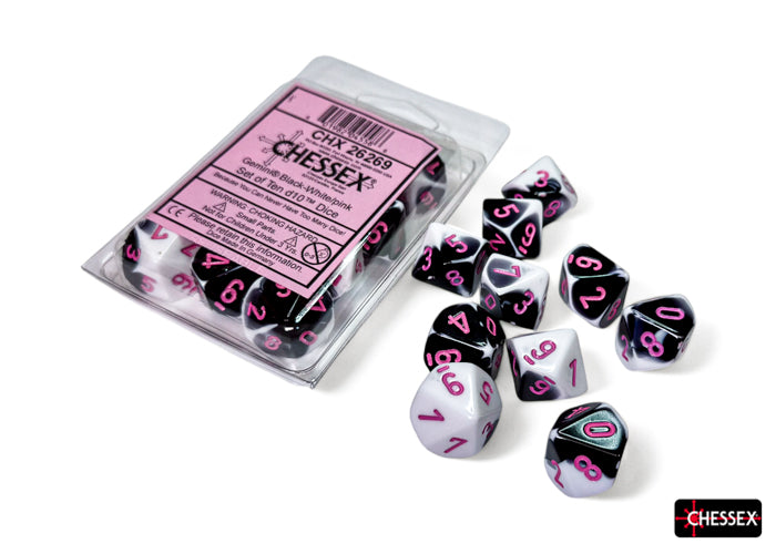 CHX 26269 Gemini Black-White/pink Set of 10 d10s