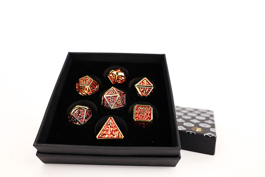 LPG Dice Set - Metal RPG Draco Dark Red/Gold