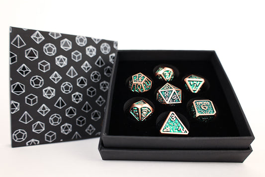 LPG Dice Set - Metal RPG Draco Dark Green/Brass