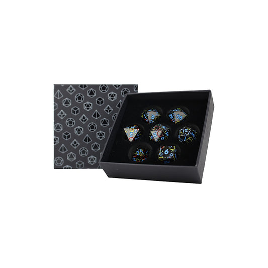 LPG Dice RPG Set Inscripted Bubbles Rainbow Black