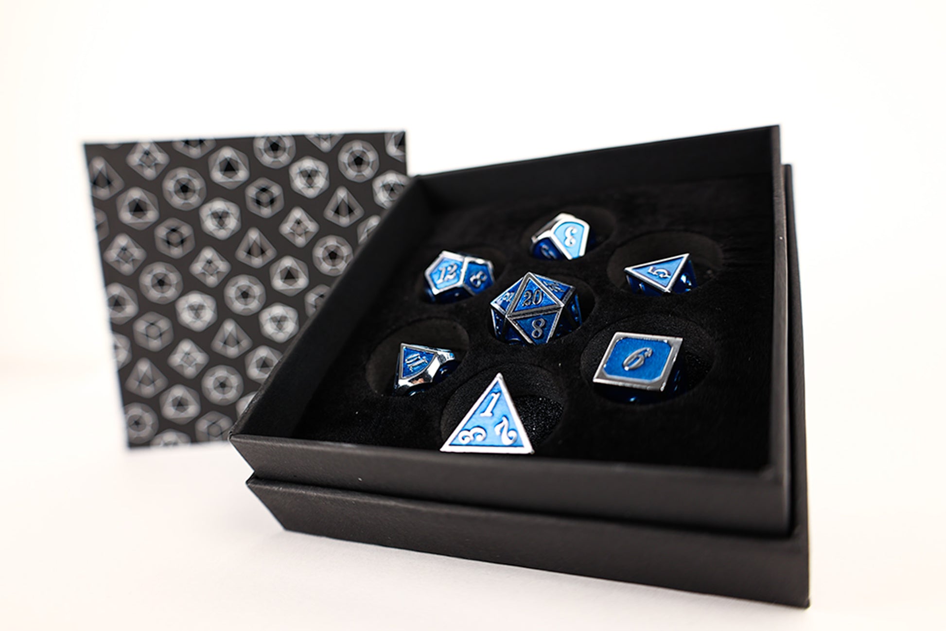 LPG Dice Set - Metal RPG Serif Blue/Silver