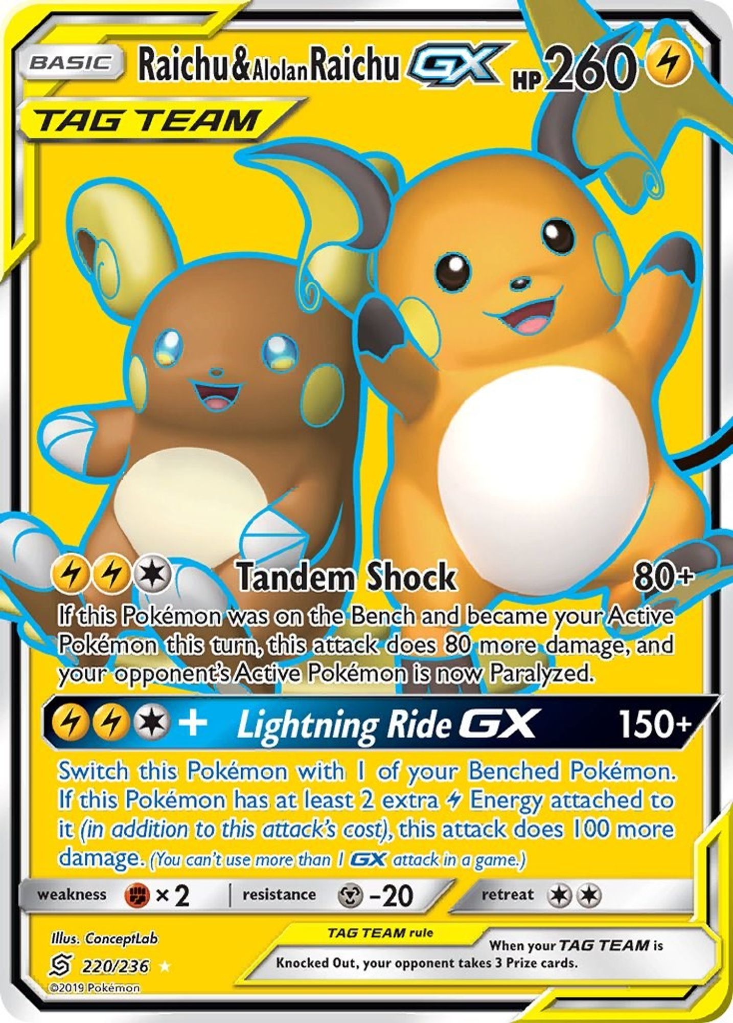 Raichu & Alolan Raichu GX (Full Art)