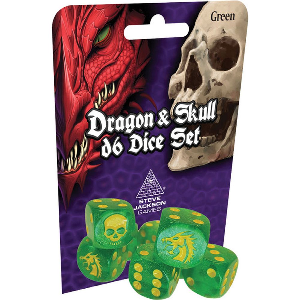 Dragon & Skull Dice Pack Green Glitter