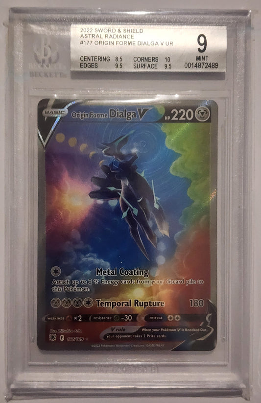 2022 Pokemon SWSH Astral Radiance Origin Forme Dialga V 177/189 - BECKETT 9