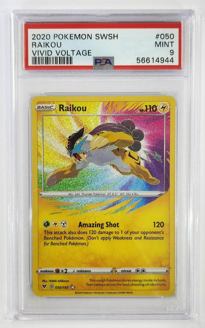 Pokemon SWSH Vivid Voltage Raikou 050/185 - Holo - PSA9