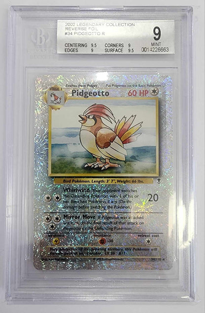 2002 Pokemon Legendary Collection Reverse Foil Pidgeotto 34/110 - BECKETT 9