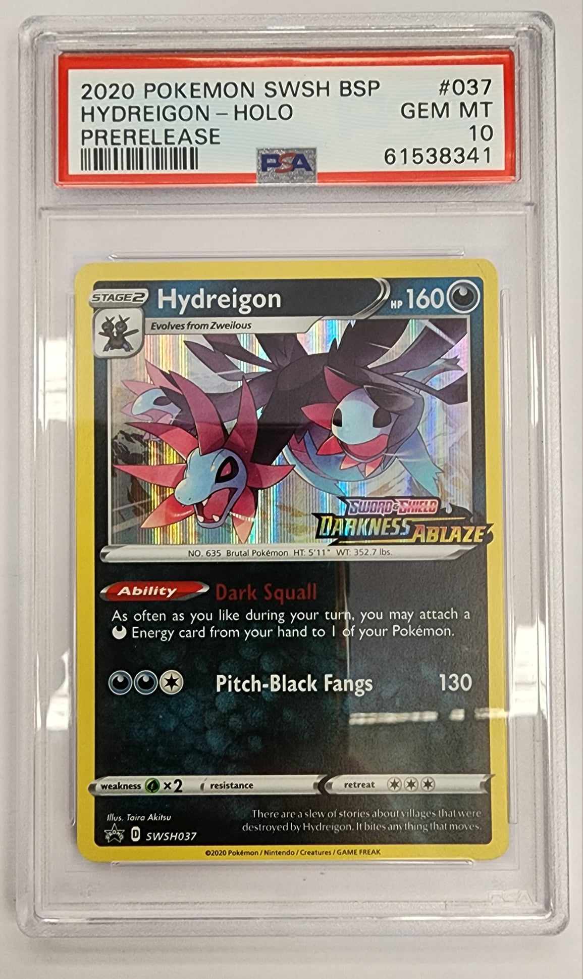 2020 Pokemon Swsh Black Star Promo 037 Hydreigon-Holo Prerelease