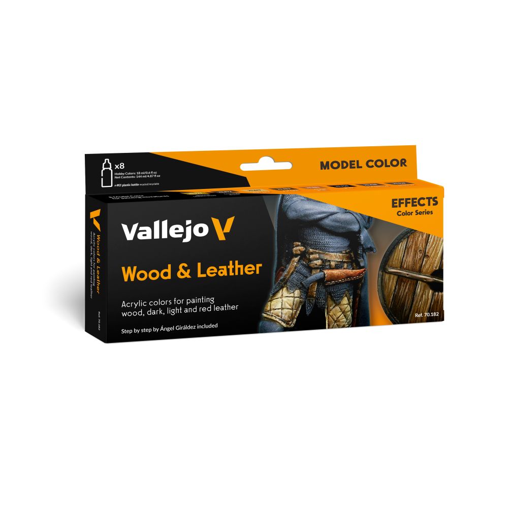 Vallejo - Model Colour - Wood & Leather By Angel Giraldez Effects 8 Colour Set