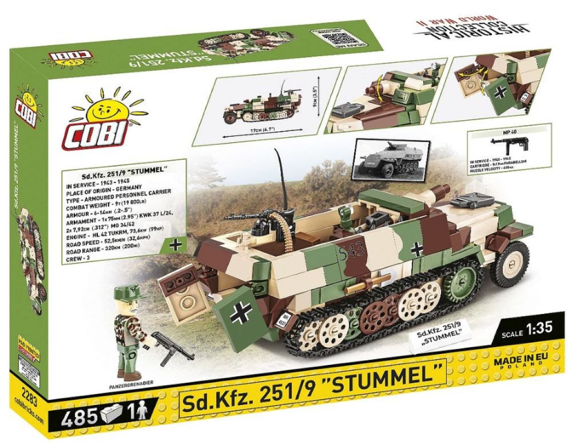 World War 2 - Sd.Kfz.251/9 Stummel Half-Track (485 Piece Kit)