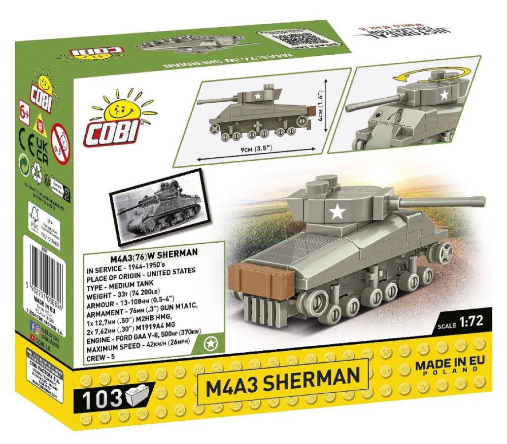 World War 2 - M4A3 Sherman Tank (103 Piece Kit)