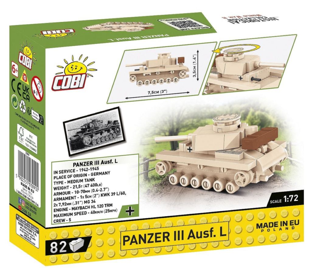 World War 2 - Panzer III Ausf.L (82 Piece Kit)