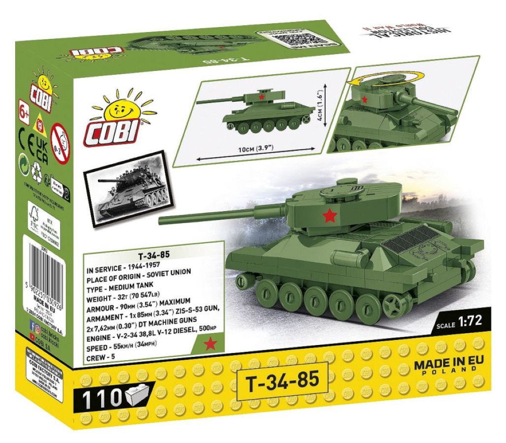 World War 2 - T-34-85 Tank (110 Piece Kit)