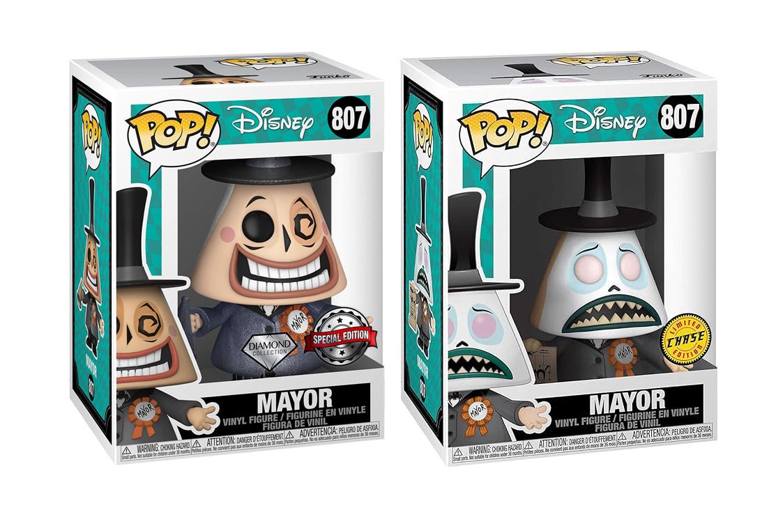 The Nightmare Before Christmas - Mayor w/Megaphone US Exclusive Diamond Glitter Pop! Vinyl Chase Bundle