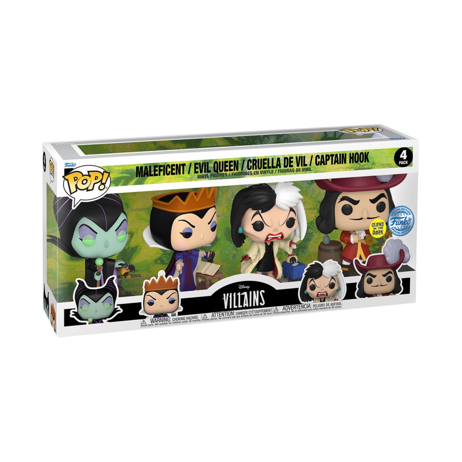 Disney: Villains - US Exclusive Glow Pop! Vinyl 4-Pack