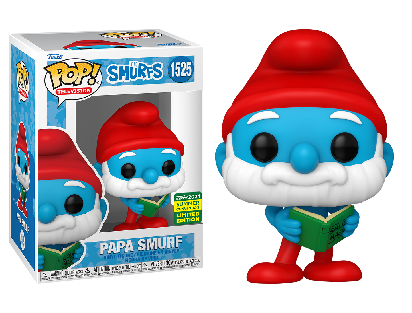 The Smurfs - Papa Smurf (with Book) SDCC 2024 Summer Convention Shared Exclusive Pop! Vinyl