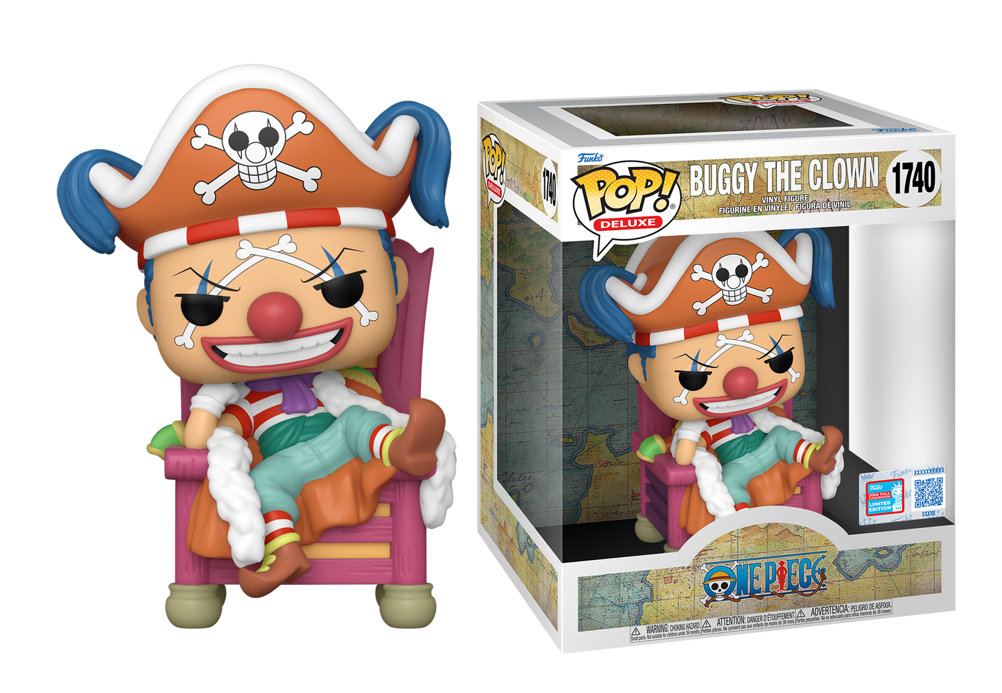 One Piece - Buggy on Throne  NYCC 2024 Fall Convention Shared Exclusive Pop! Vinyl Deluxe