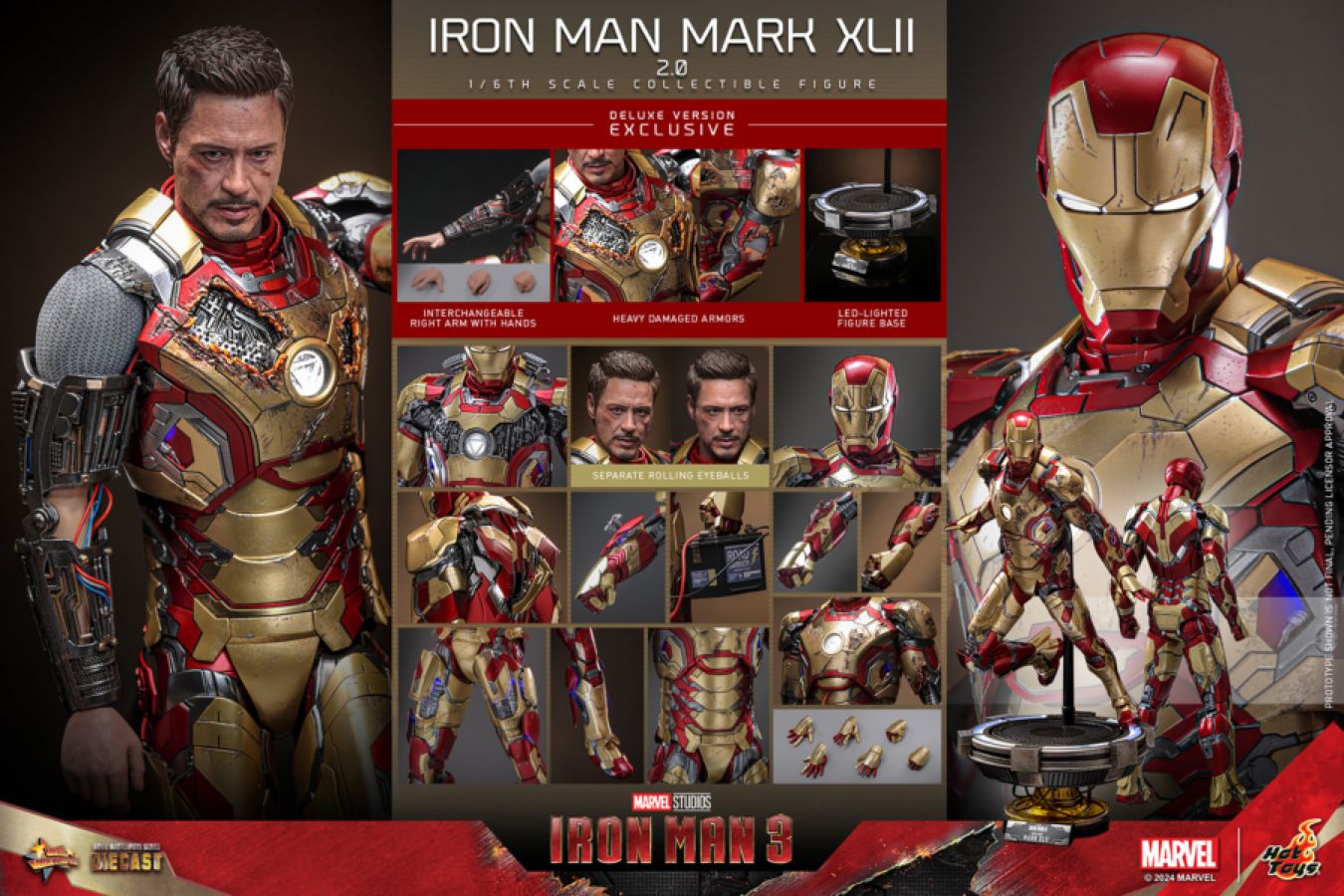 Iron Man 3 - Iron Man Mk 42 (2.0) Deluxe 1:6 Scale Collectable Action Figure