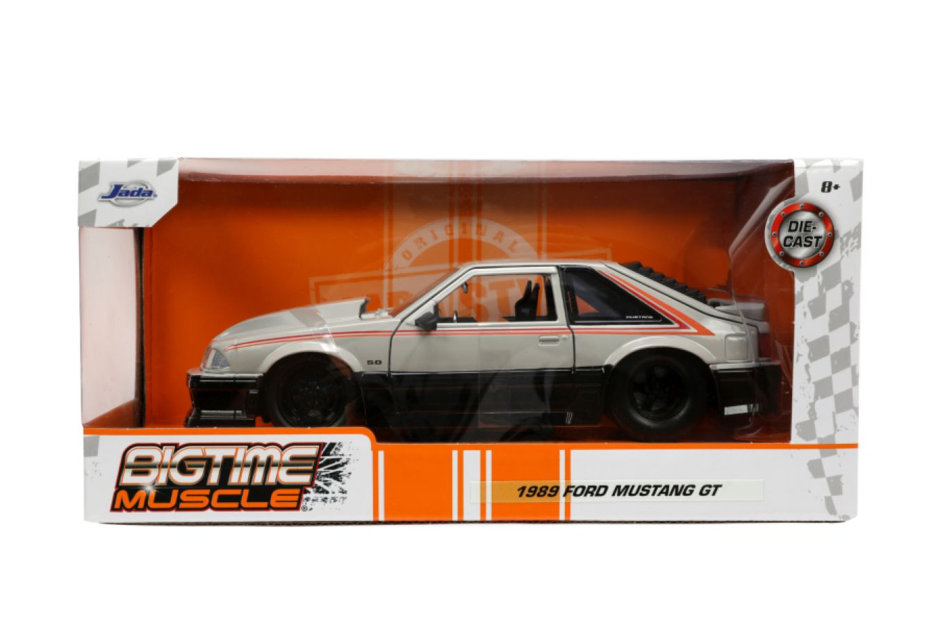 Big Time Muscle - Ford Mustang GT 1989 Grey / Black 1:24 Scale Diecast Vehicle