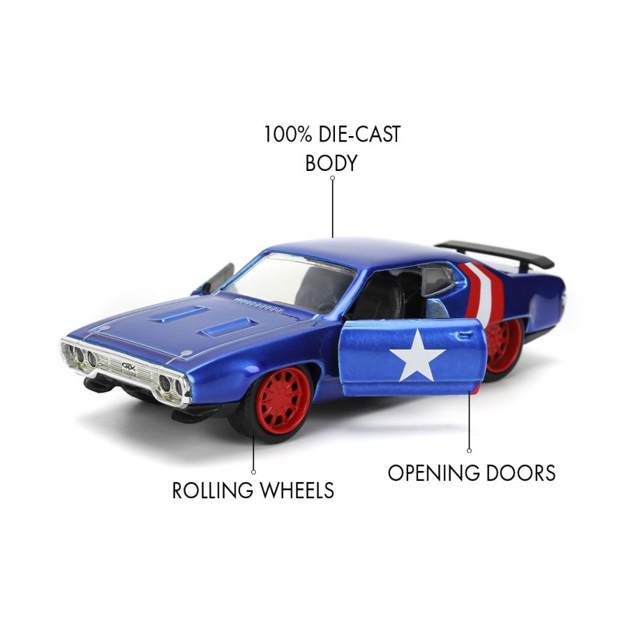 Marvel - 1:32 Scale 1972 Plymouth Captain America Diecast Vehicle