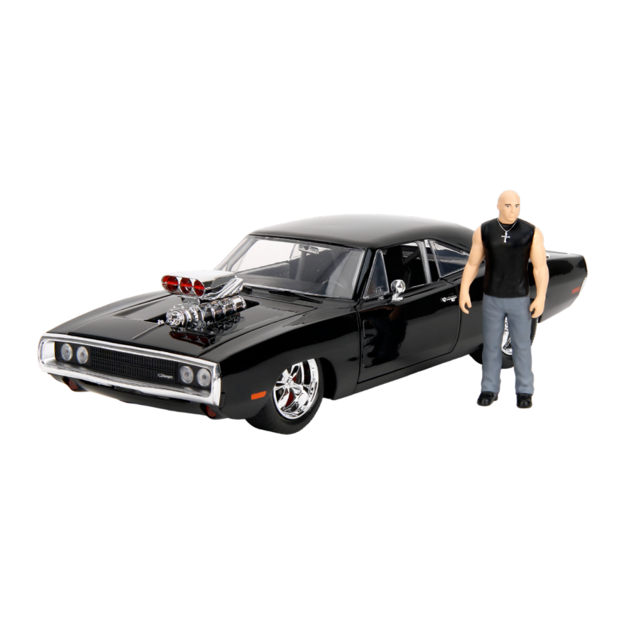 Hollywood Rides - 1970 Dodge Charger w/Dom Toretto 1:24 Diecast Set