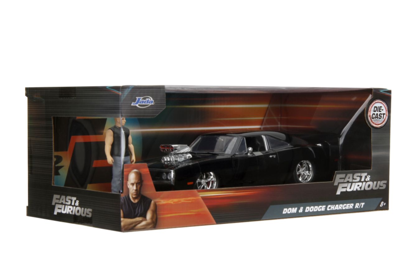 Hollywood Rides - 1970 Dodge Charger w/Dom Toretto 1:24 Diecast Set