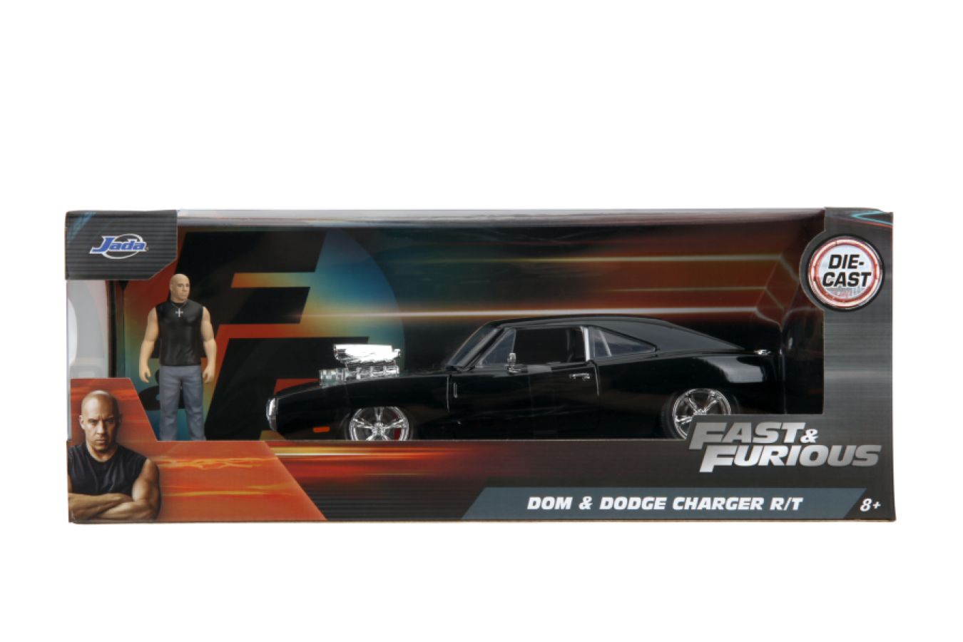 Hollywood Rides - 1970 Dodge Charger w/Dom Toretto 1:24 Diecast Set