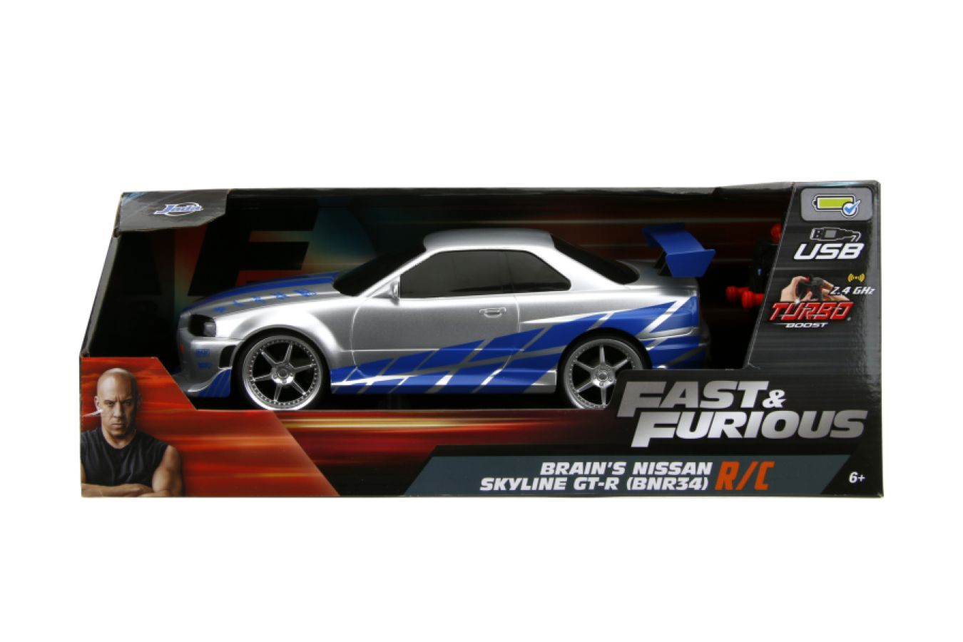 Fast & Furious - 2002 Nissan Skyline GT-R (BNR34) 1:16 Scale Remote Control Car