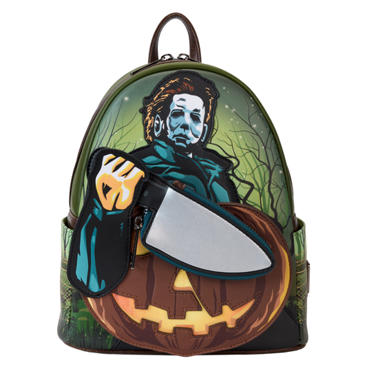 Halloween - Michael Myers Pumpkin Glow Mini Backpack (with Coin Bag)