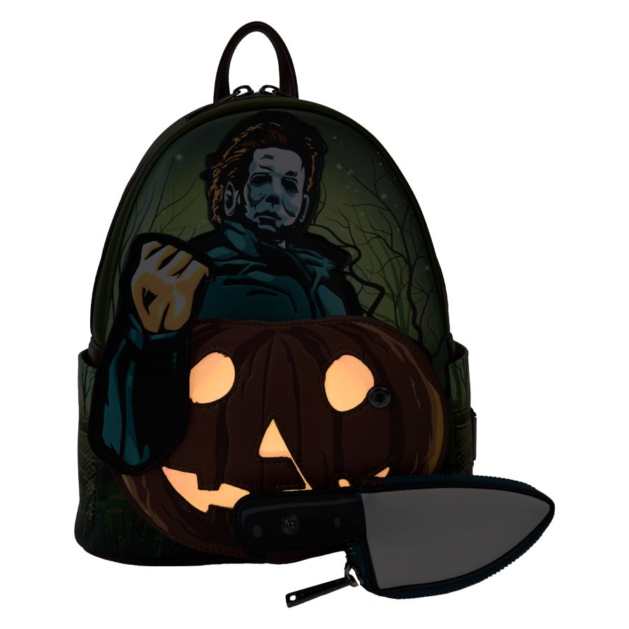 Halloween - Michael Myers Pumpkin Glow Mini Backpack (with Coin Bag)