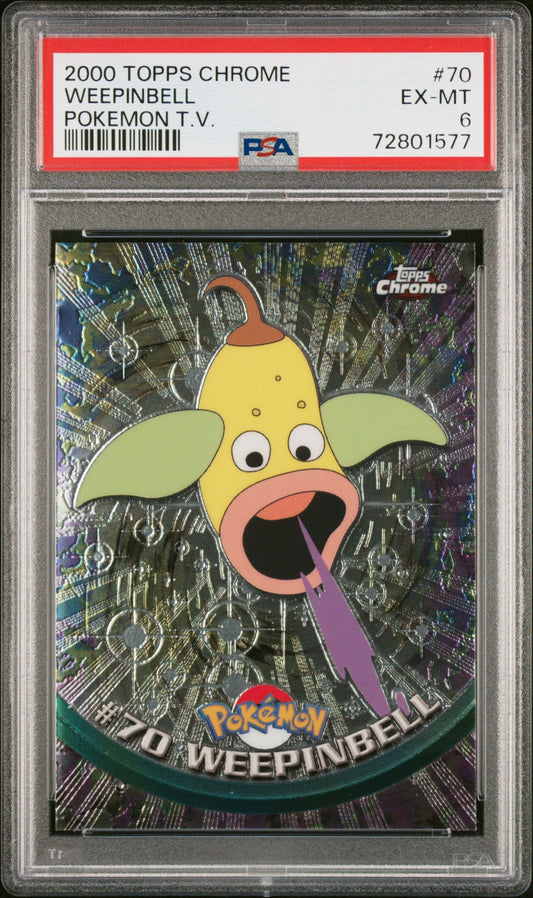 2000 Topps Chrome Pokemon T.V. 70 Weepinbell Pokemon T.V.