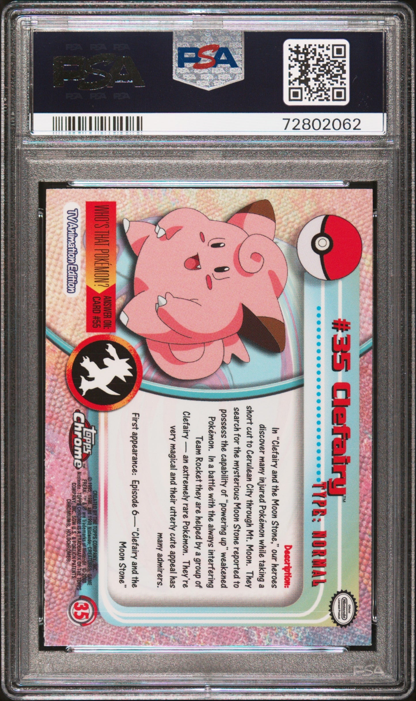 2000 Topps Chrome Pokemon T.V. 35 Clefairy Pokemon T.V.