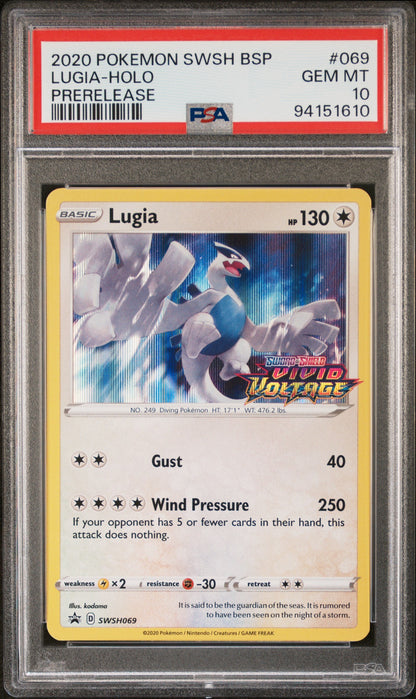 2020 Pokemon Swsh Black Star Promo 069 Lugia-Holo Prerelease PSA 10