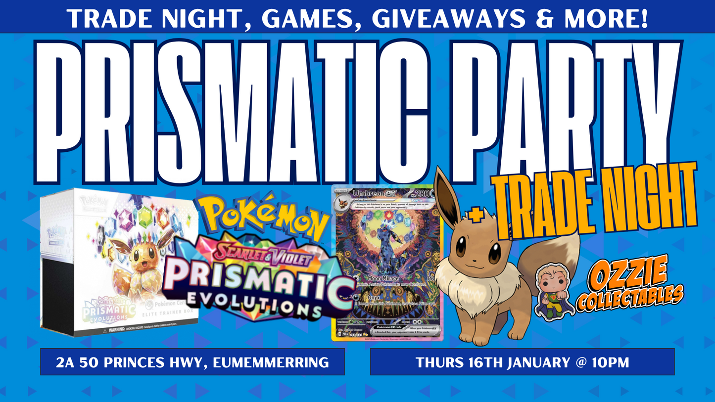 Pokémon Prismatic Party + Trade Night! Thursday 16 January 10pm