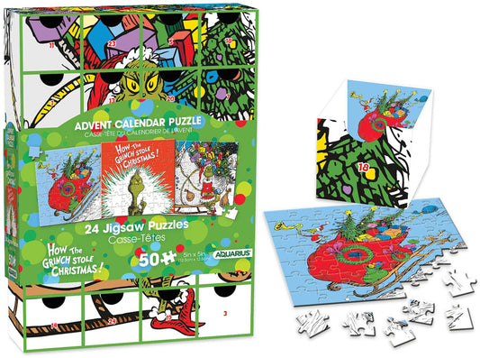 Aquarius Puzzle How the Grinch Stole Christmas Advent Calendar Puzzle (24 Jigsaw Puzzles / 50 Pieces Each)