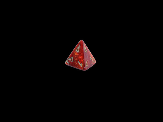 Chessex D4 Dice Scarab Mini-Polyhedral Scarlet/gold d4