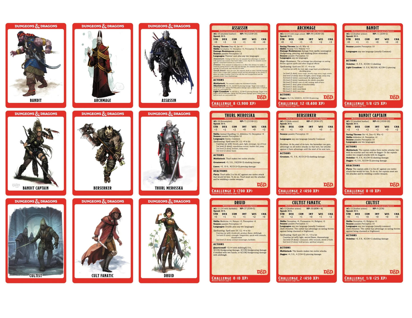 D&D Dungeons & Dragons Spellbook Cards Creatures & NPCs