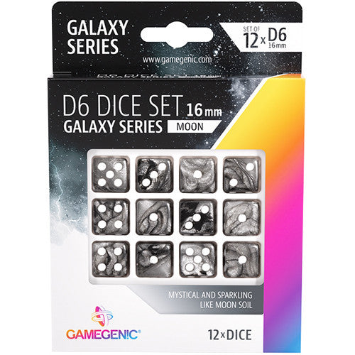 Gamegenic Galaxy Series - Moon - D6 Dice Set 16 mm (12 pcs)