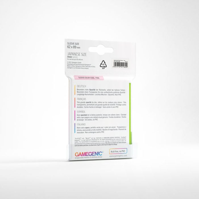 Gamegenic Prime Japanese Sized Sleeves - Size Code PINK - Sleeve Colour Lime (62mm x 89mm) (60 Sleeves Per Pack)