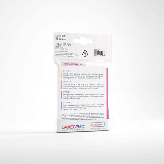 Gamegenic Prime Japanese Sized Sleeves - Size Code PINK - Sleeve Colour Pink (62mm x 89mm) (60 Sleeves Per Pack)