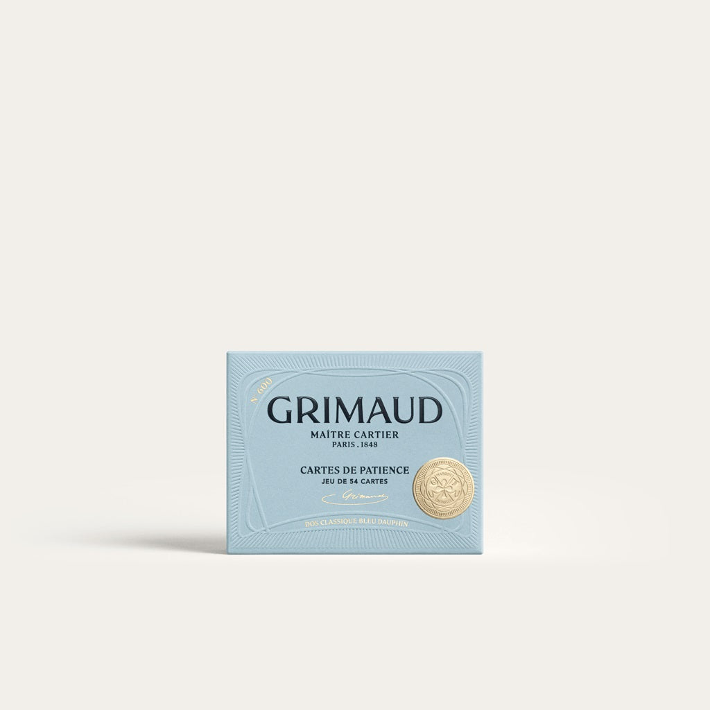 Grimaud Pack °600 : Deck of 54 cards designed for Patience with dolphin blue card back