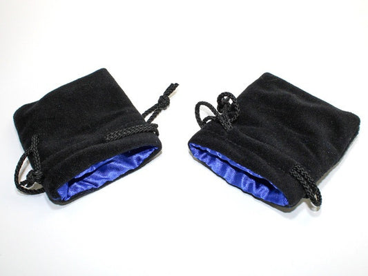 Koplow Small Velvet Dice Bag: Black with Blue Lining