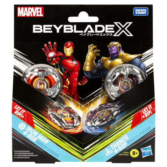 Beyblade X Marvel Collab: Iron Man 4-80B vs. Thanos 4-60B