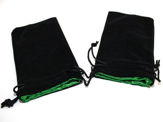 Koplow Large Velvet Dice Bag: Black with Green Lining