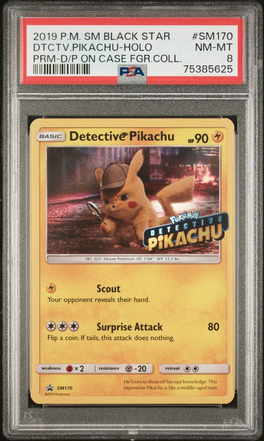 2019 Pokemon Sm Black Star Promo Sm170 Dtctv.Pikachu-Holo Prm-D/P On Case Fgr.Coll.