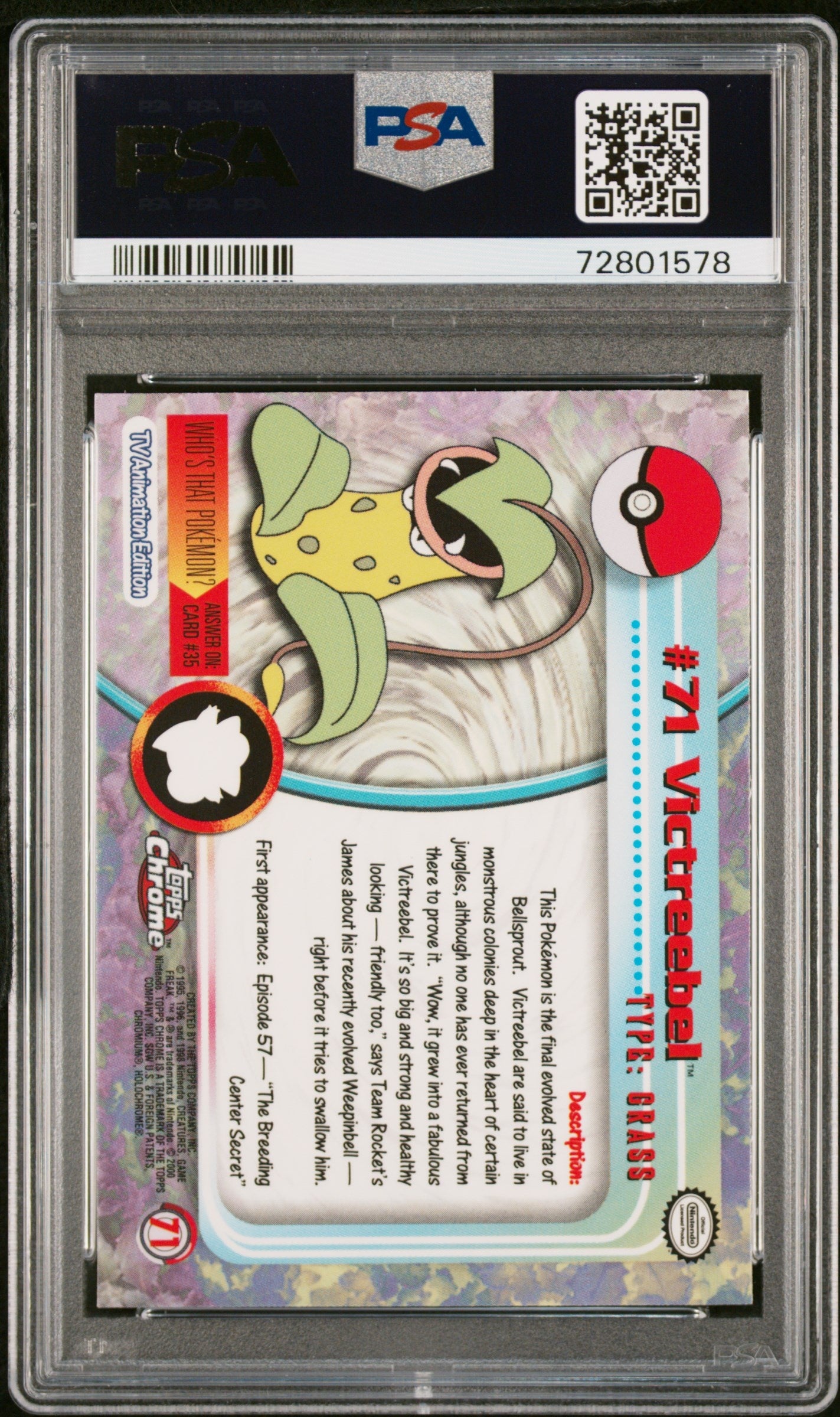 2000 Topps Chrome Pokemon T.V. 71 Victreebel Pokemon T.V.