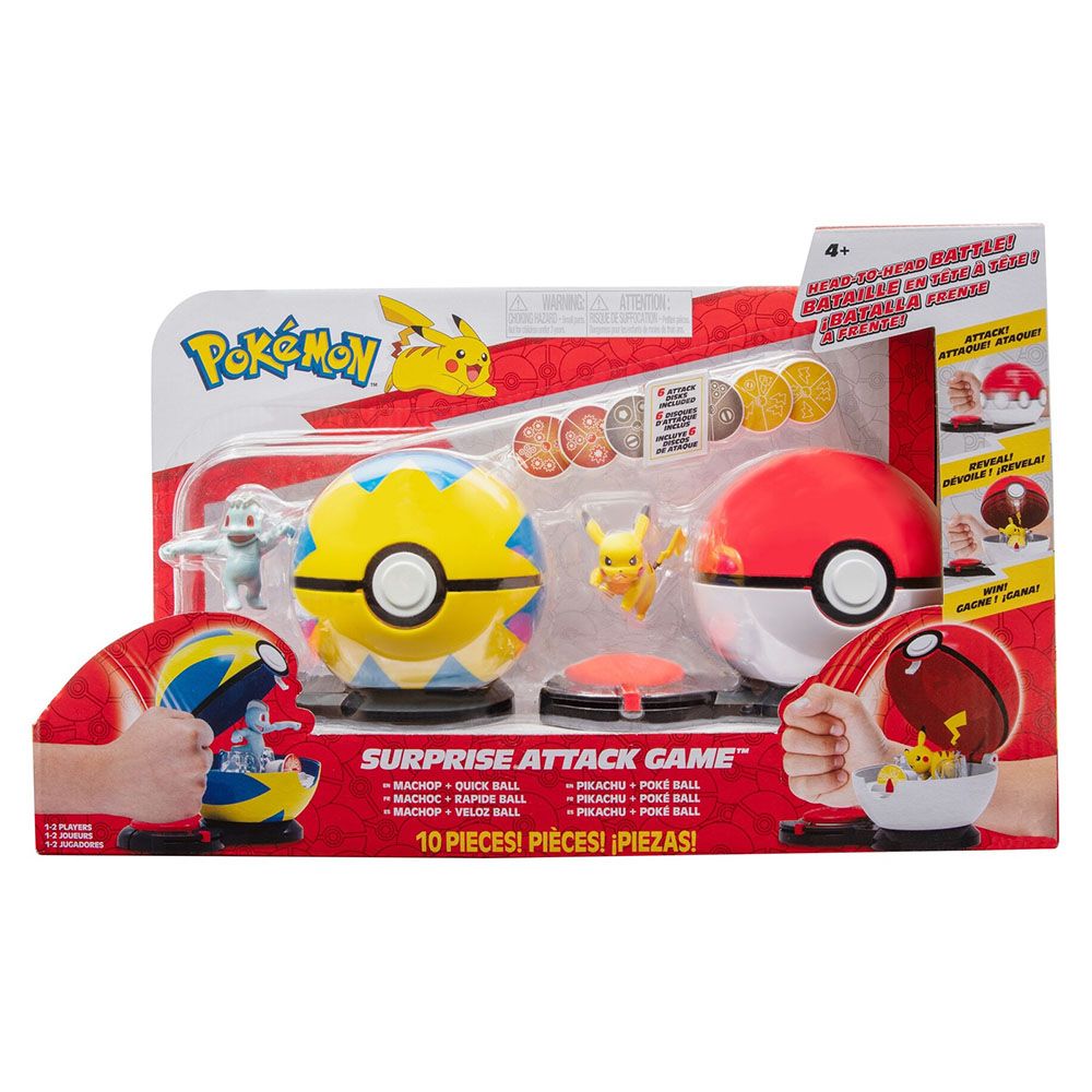 Pokemon Surprise Attack Pokeball Battle Game - Pikachu vs Machop