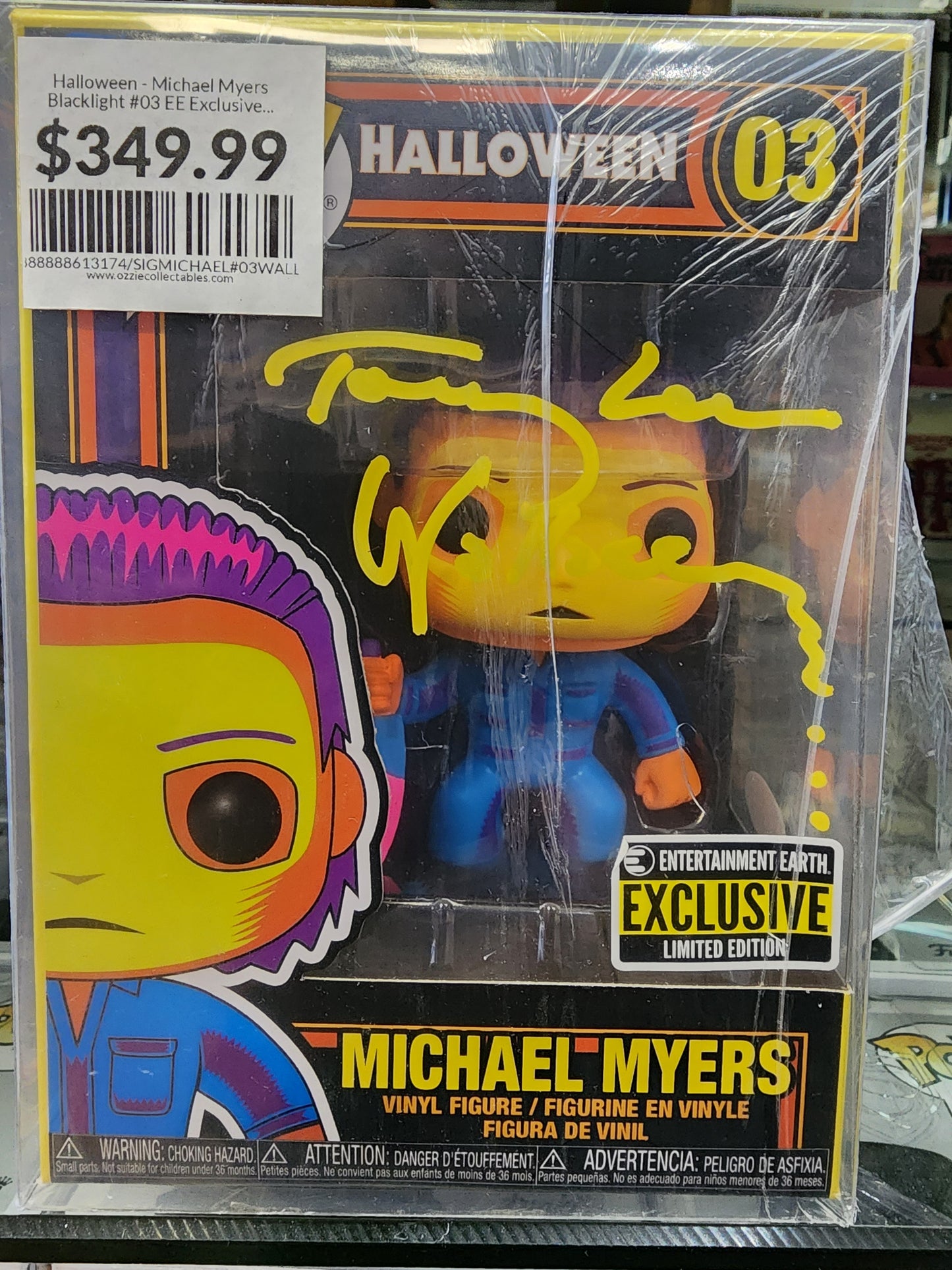 Halloween - Michael Myers Blacklight #03 EE Exclusive Stickered Signed Pop! Vinyl (Tommy Lee Wallace)