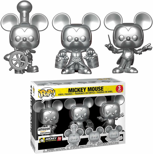 Mickey The True Original - Mickey Mouse Silver Amazon Exclusive 3 Pack Pop Vinyl