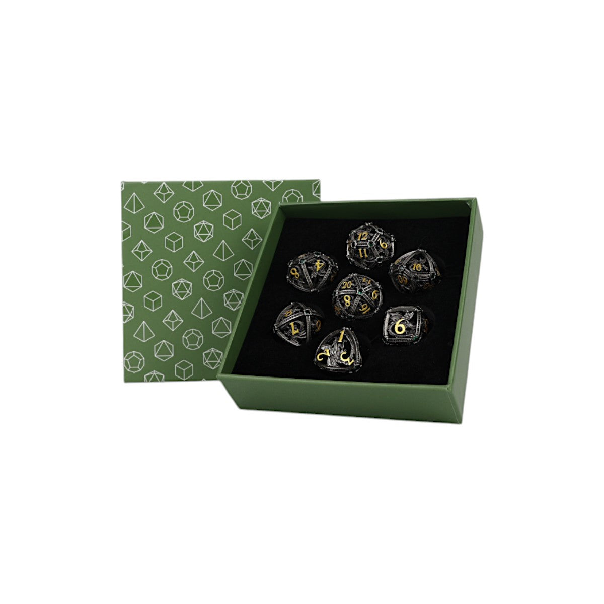 LPG Dice Hoard Guardian Dice Set Steel/Green